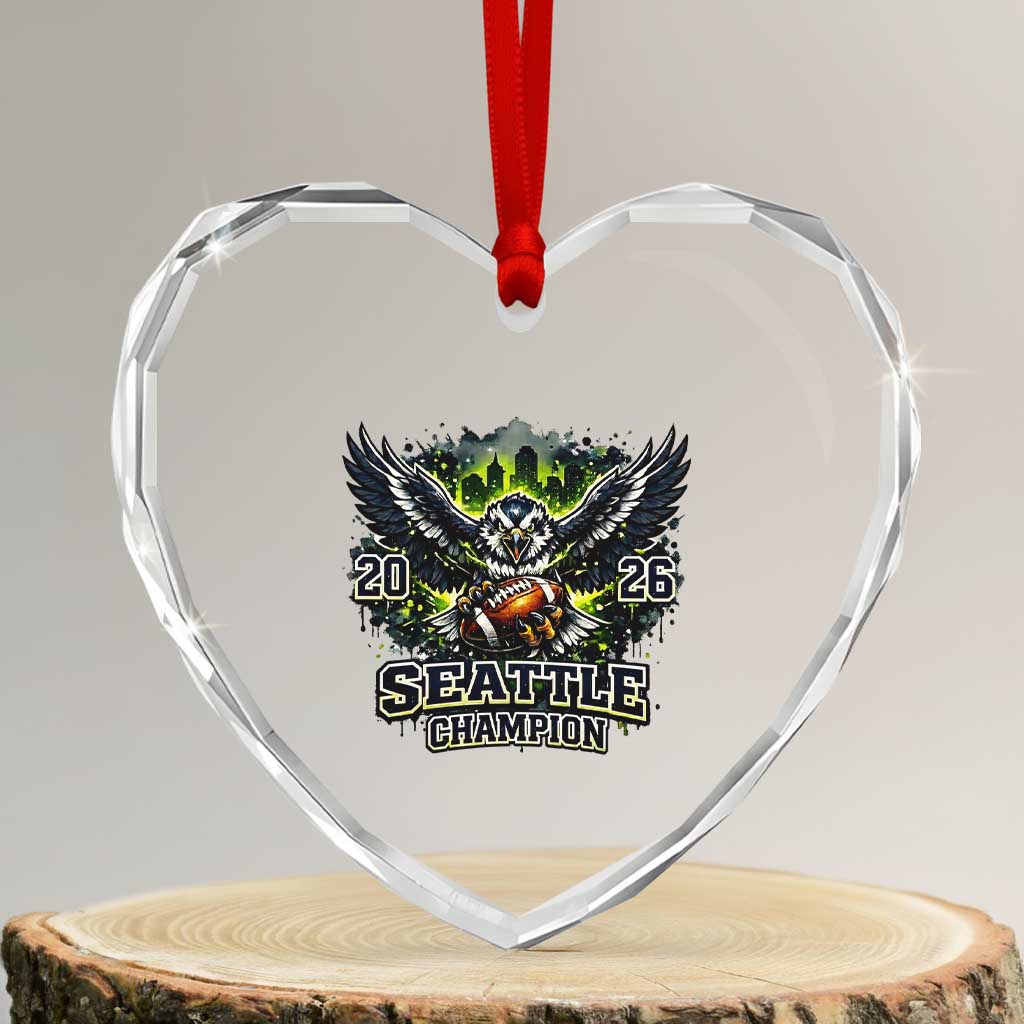 2026 Champion Heart Crystal Glass Ornament Gift For Seattle Sports Fans TS12 Transparent Glass 3'' Heart Print Your Wear