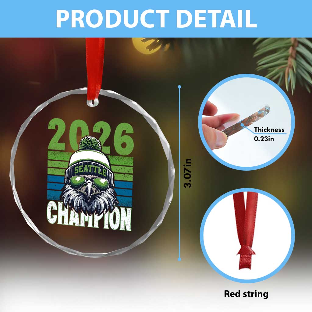 2026 Champion Seattle Crystal Glass Ornament 12s Fan Pride TS12 Print Your Wear