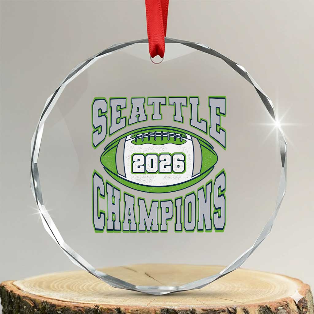 2026 Champion Seattle Crystal Glass Ornament Football Lovers TS10 Transparent Glass 3'' Circle Print Your Wear