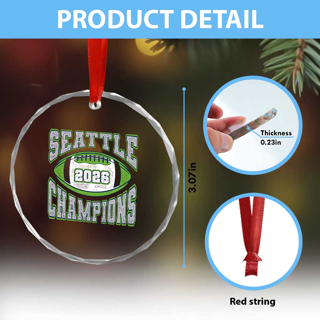 2026 Champion Seattle Crystal Glass Ornament Football Lovers TS10 Print Your Wear
