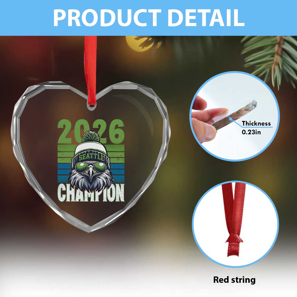 2026 Champion Seattle Heart Crystal Glass Ornament 12s Fan Pride TS12 Print Your Wear