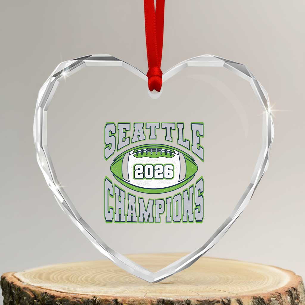 2026 Champion Seattle Heart Crystal Glass Ornament Football Lovers TS10 Transparent Glass 3'' Heart Print Your Wear