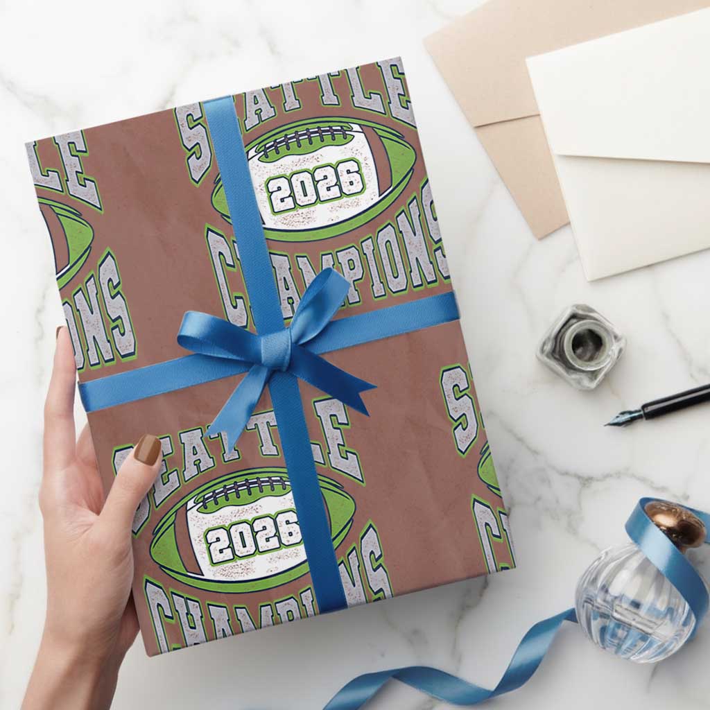 2026 Champion Seattle Wrapping Paper Roll Football Lovers TS10 Mocha Print Your Wear