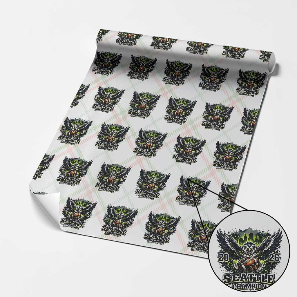 2026 Champion Wrapping Paper Roll Gift For Seattle Sports Fans TS12 Christmas Plaid Print Your Wear