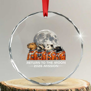 2026 Mission Lunar Orbit Animal Crew Crystal Glass Ornament Funny Capybara Raccoon Opossum Skunk Astronauts TS02 Transparent Glass 3'' Circle Print Your Wear