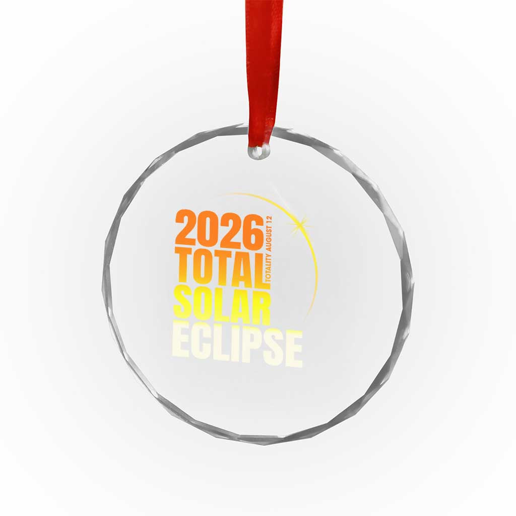 2026 Total Solar Eclipse August 12 Crystal Glass Ornament Totality Modern Space Graphic TS02 Print Your Wear