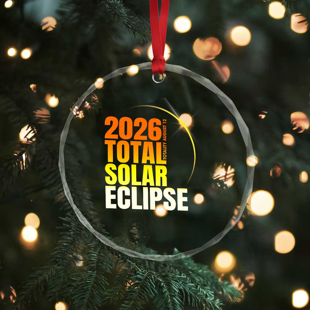 2026 Total Solar Eclipse August 12 Crystal Glass Ornament Totality Modern Space Graphic TS02 Print Your Wear