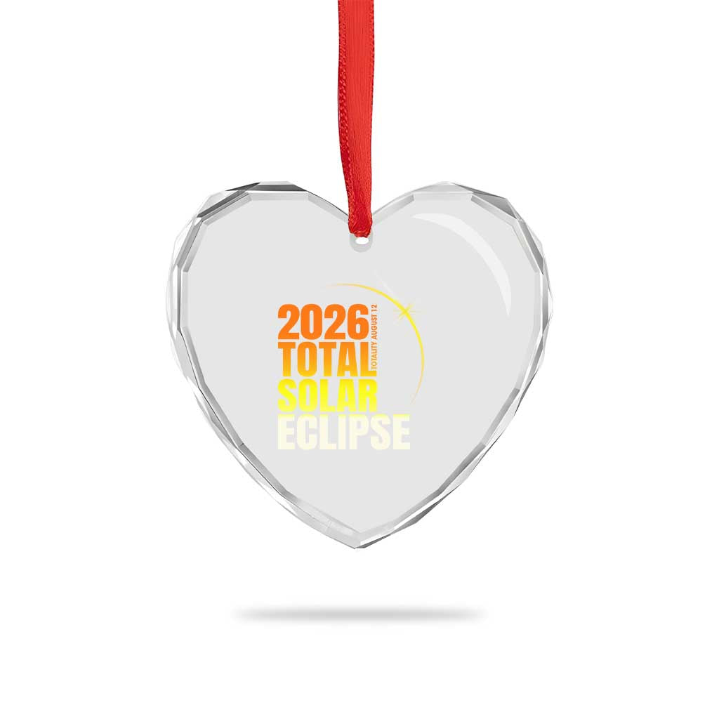 2026 Total Solar Eclipse August 12 Heart Crystal Glass Ornament Totality Modern Space Graphic TS02 Print Your Wear