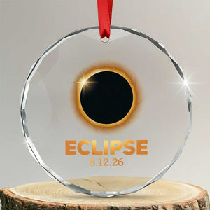 2026 Total Solar Eclipse Crystal Glass Ornament August 12 Totality Astronomy Souvenir TS02 Transparent Glass 3'' Circle Print Your Wear
