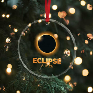 2026 Total Solar Eclipse Crystal Glass Ornament August 12 Totality Astronomy Souvenir TS02 Print Your Wear