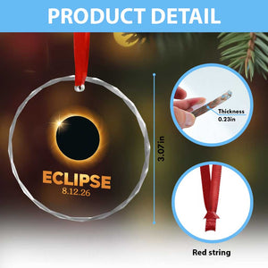 2026 Total Solar Eclipse Crystal Glass Ornament August 12 Totality Astronomy Souvenir TS02 Print Your Wear