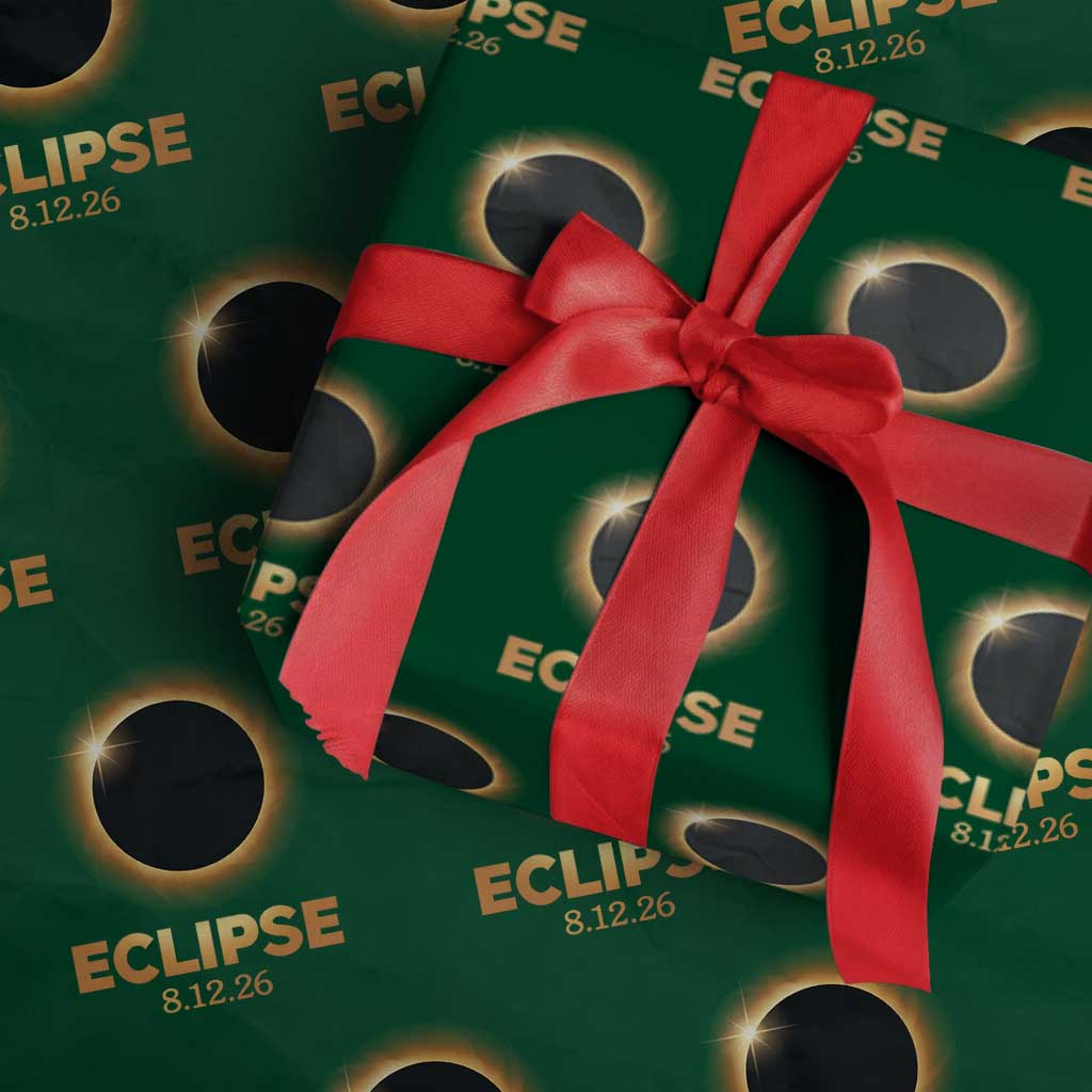 2026 Total Solar Eclipse Wrapping Paper Roll August 12 Totality Astronomy Souvenir TS02 Green Print Your Wear