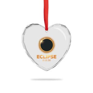 2026 Total Solar Eclipse Heart Crystal Glass Ornament August 12 Totality Astronomy Souvenir TS02 Print Your Wear