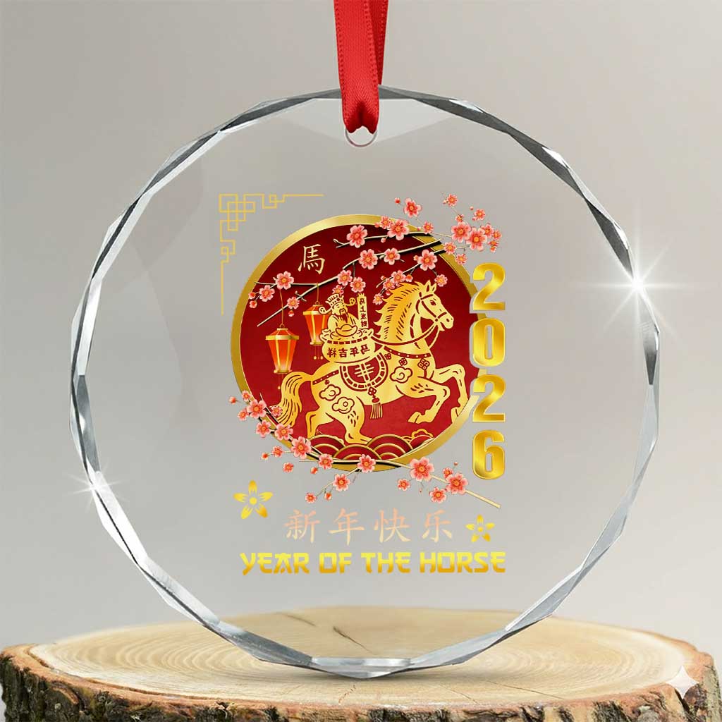 2026 Year of the Horse Lunar New Year Crystal Glass Ornament TS10 Transparent Glass 3'' Circle Print Your Wear