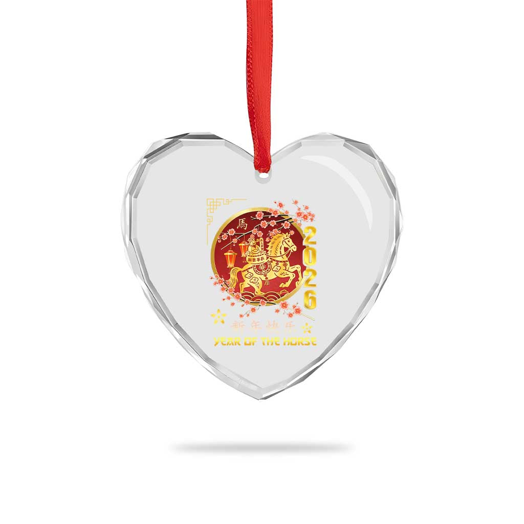 2026 Year of the Horse Lunar New Year Heart Crystal Glass Ornament TS10 Print Your Wear