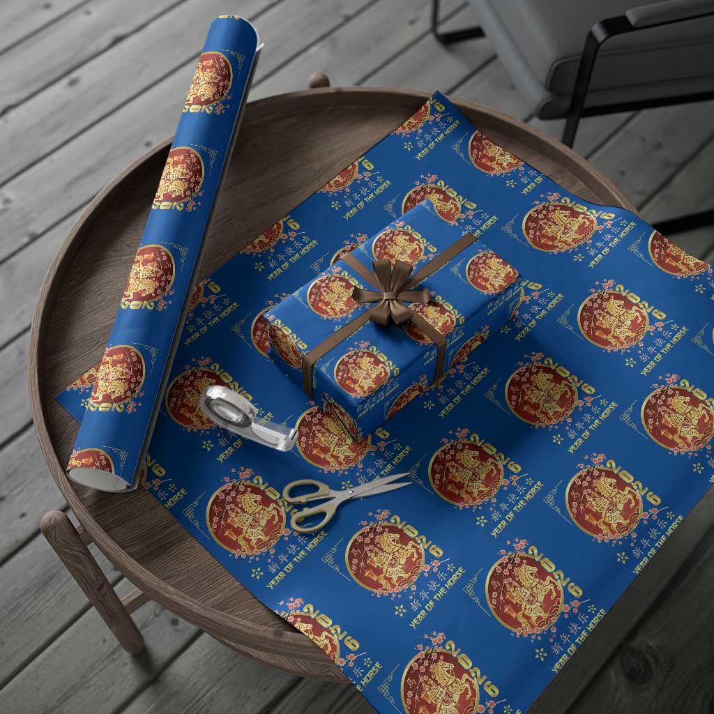 2026 Year of the Horse Lunar New Year Wrapping Paper Roll TS10 Blue Print Your Wear