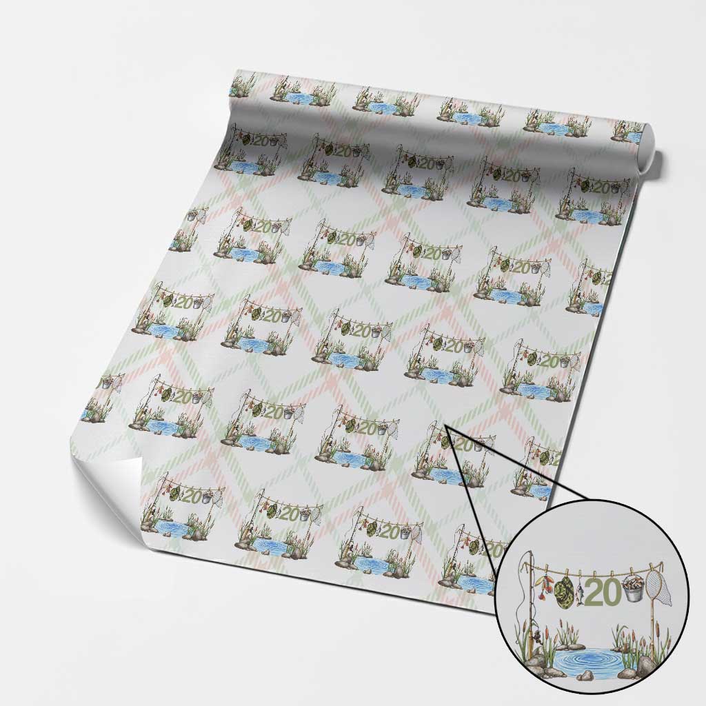20th Birthday Fishing Wrapping Paper Roll Fisherman Birthday Party Gift
