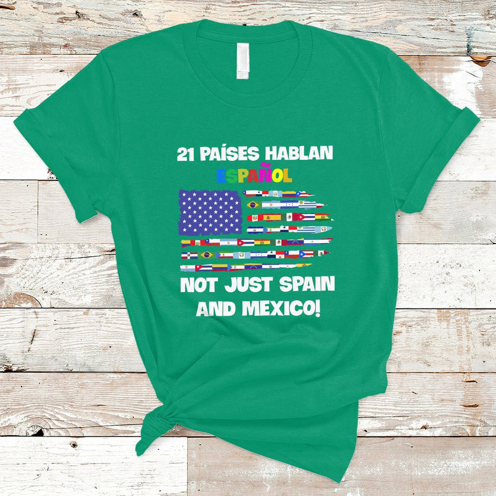 21 Paises Hablan Espanol Spanish Hispanic Heritage Month T Shirt TS02 Irish Green Printyourwear