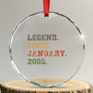 21st Birthday Gifts Crystal Glass Ornament Retro 21 Years Old Legend Since January 2005 TS10 Transparent Glass 3'' Circle Print Your Wear