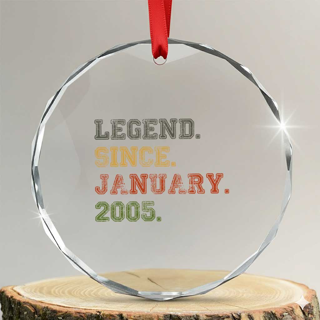 21st Birthday Gifts Crystal Glass Ornament Retro 21 Years Old Legend Since January 2005 TS10 Transparent Glass 3'' Circle Print Your Wear