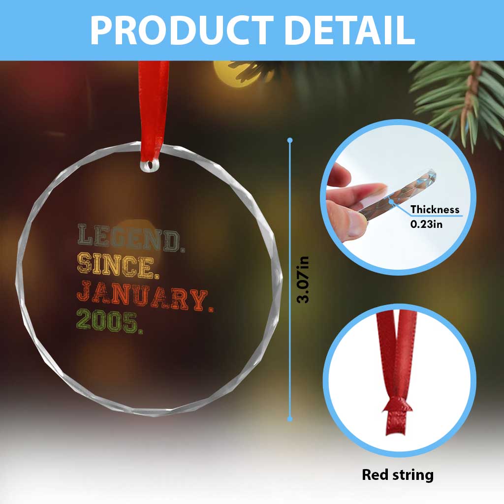 21st Birthday Gifts Crystal Glass Ornament Retro 21 Years Old Legend Since January 2005 TS10 Print Your Wear