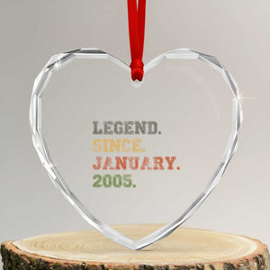 21st Birthday Gifts Heart Crystal Glass Ornament Retro 21 Years Old Legend Since January 2005 TS10 Transparent Glass 3'' Heart Print Your Wear