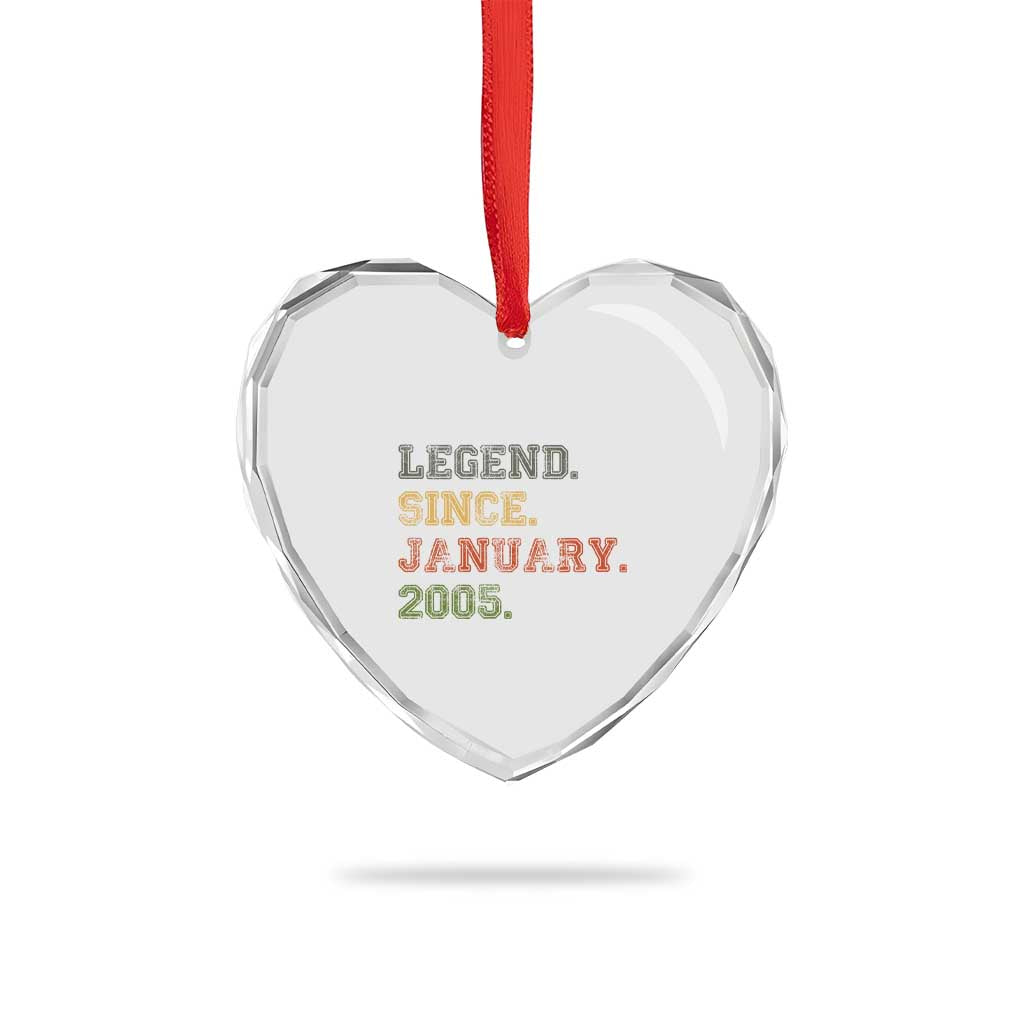 21st Birthday Gifts Heart Crystal Glass Ornament Retro 21 Years Old Legend Since January 2005 TS10 Print Your Wear