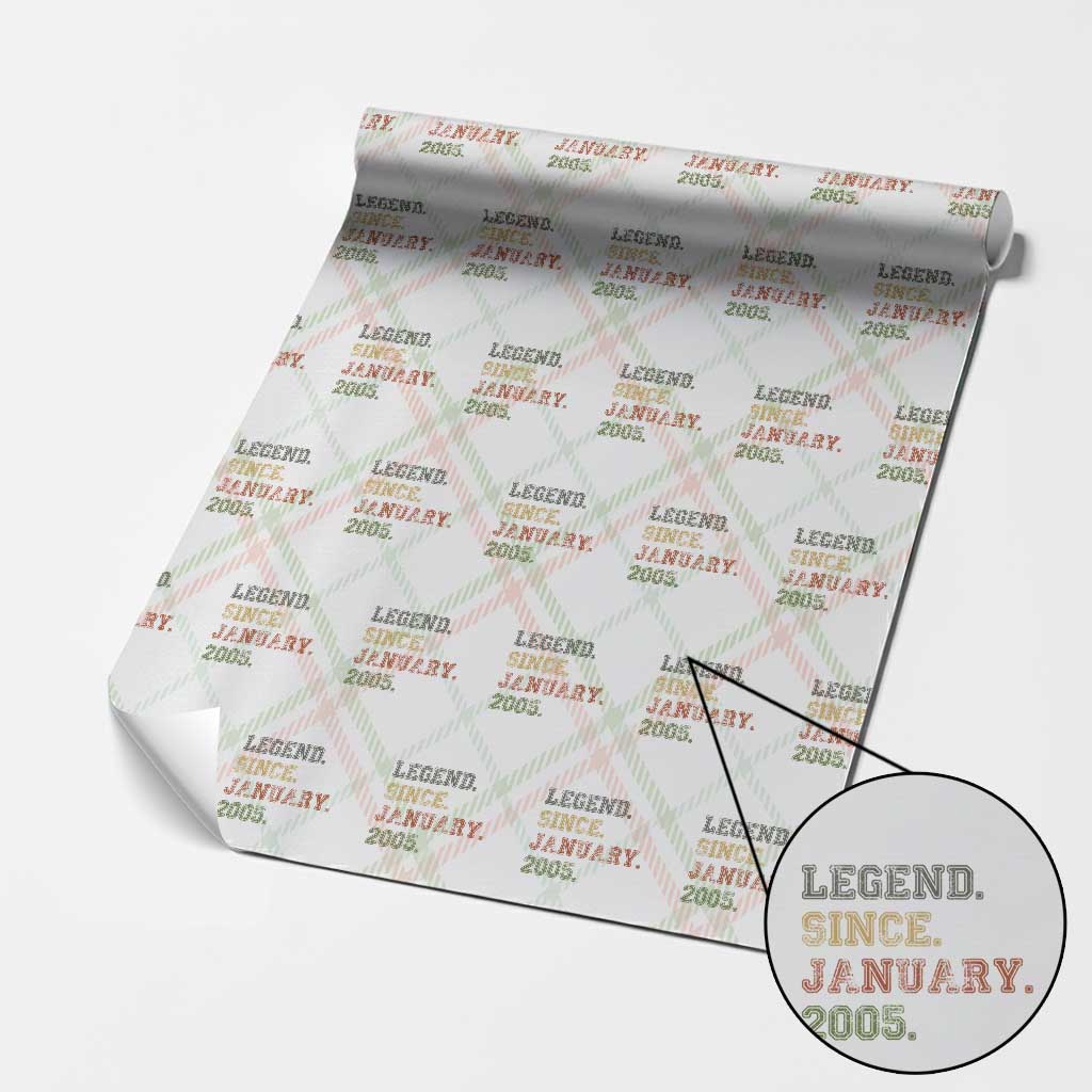 21st Birthday Gifts Wrapping Paper Roll Retro 21 Years Old Legend Since January 2005 TS10 Christmas Plaid Print Your Wear