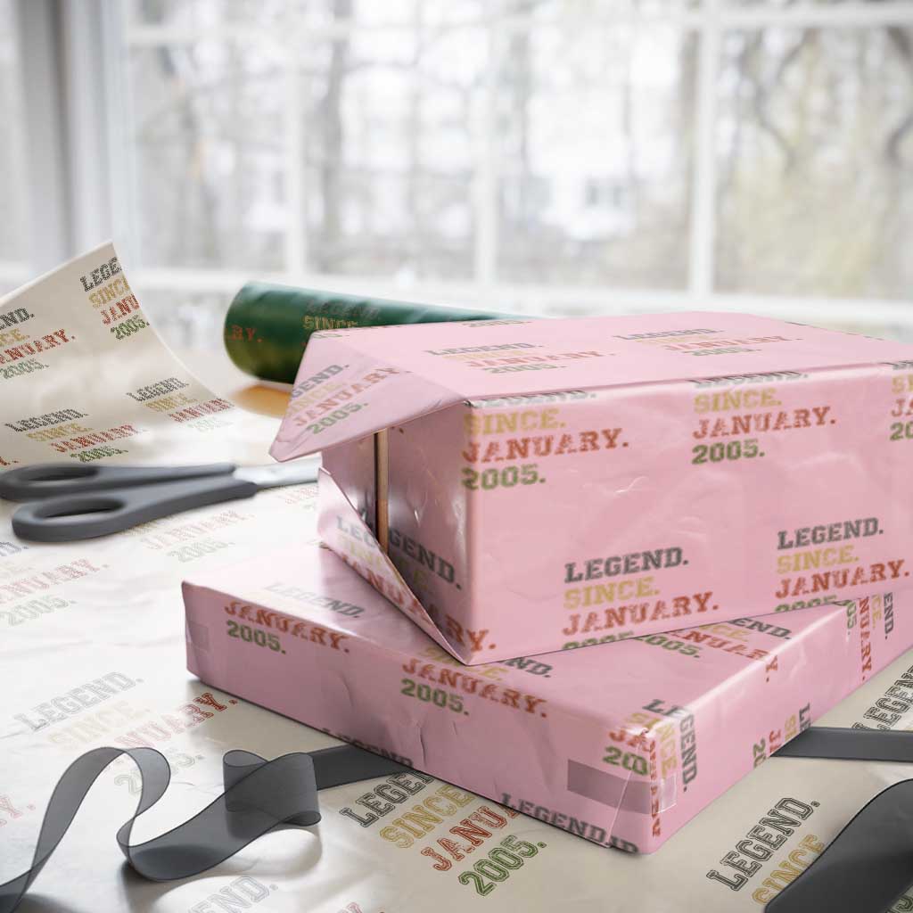 21st Birthday Gifts Wrapping Paper Roll Retro 21 Years Old Legend Since January 2005 TS10 Light Pink Print Your Wear