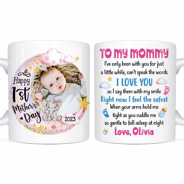 Personalized First Mothers Day Gift For Mom Elephant Mug CTM One Size 11oz size Custom - Printyourwear