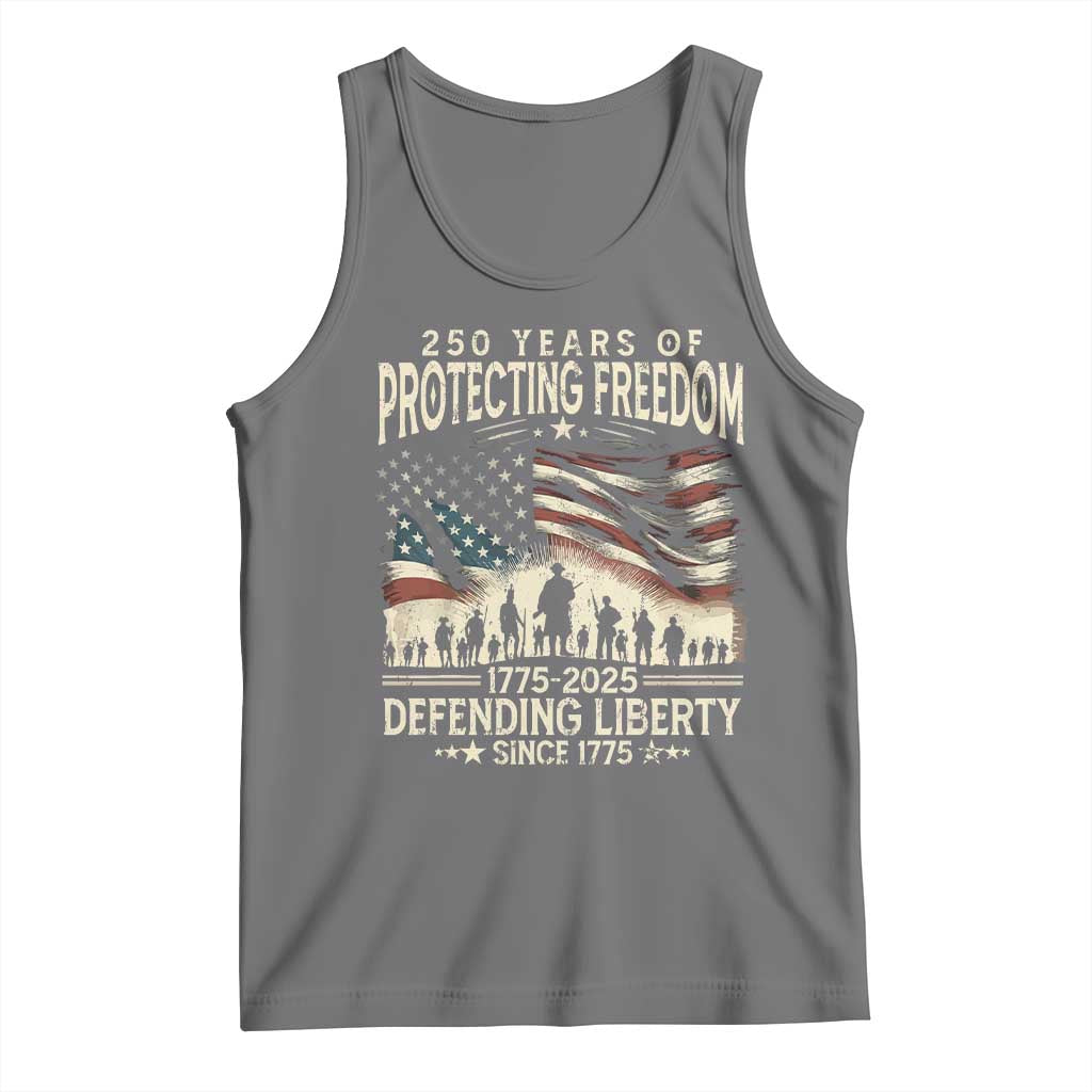 250 Years Of Protecting Freedom Defending Liberty Since 1775 Tank Top US Military Army Birthday TS11 Black Heather Print Your Wear