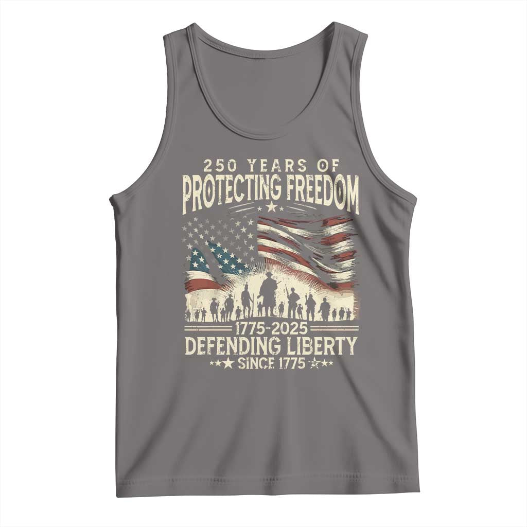 250 Years Of Protecting Freedom Defending Liberty Since 1775 Tank Top US Military Army Birthday TS11 Deep Heather Print Your Wear