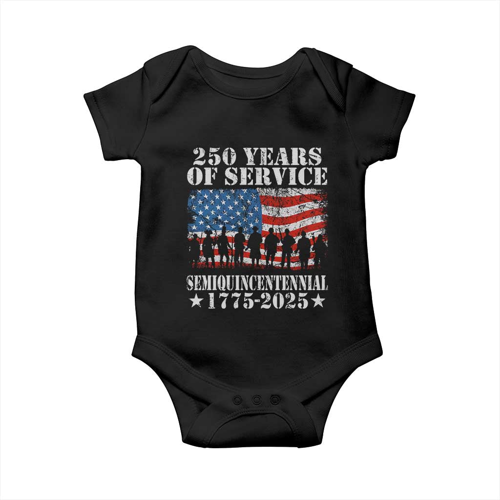 250 Years Of Service Semiquincentennial Baby Onesie US Military Army Birthday American Flag TS11 Black Print Your Wear