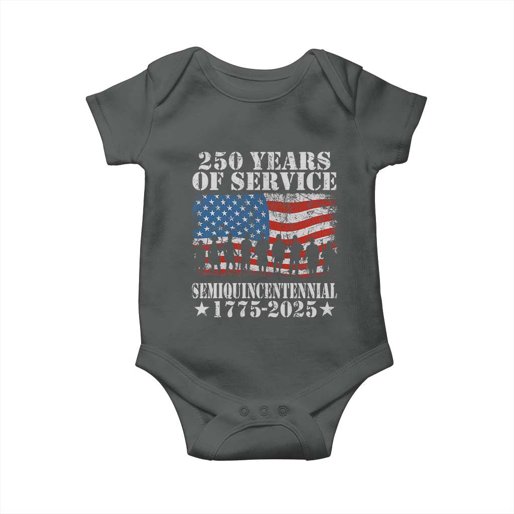 250 Years Of Service Semiquincentennial Baby Onesie US Military Army Birthday American Flag TS11 Dark Heather Print Your Wear