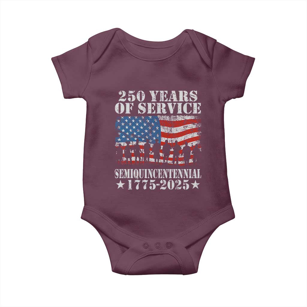 250 Years Of Service Semiquincentennial Baby Onesie US Military Army Birthday American Flag TS11 Maroon Print Your Wear