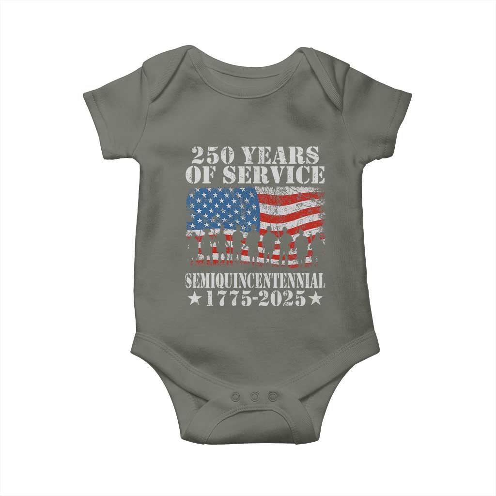 250 Years Of Service Semiquincentennial Baby Onesie US Military Army Birthday American Flag TS11 Military Green Print Your Wear