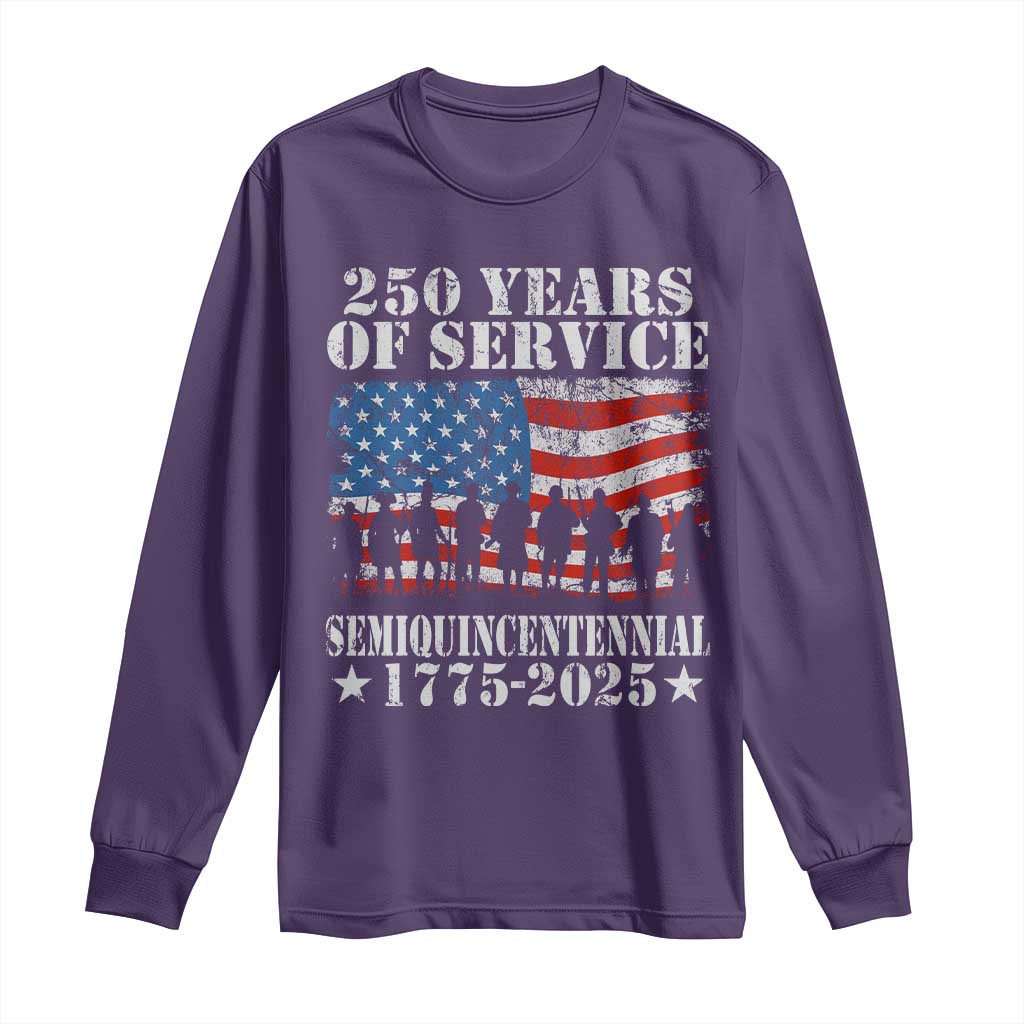 250 Years Of Service Semiquincentennial Long Sleeve Shirt US Military Army Birthday American Flag TS11 Purple Print Your Wear