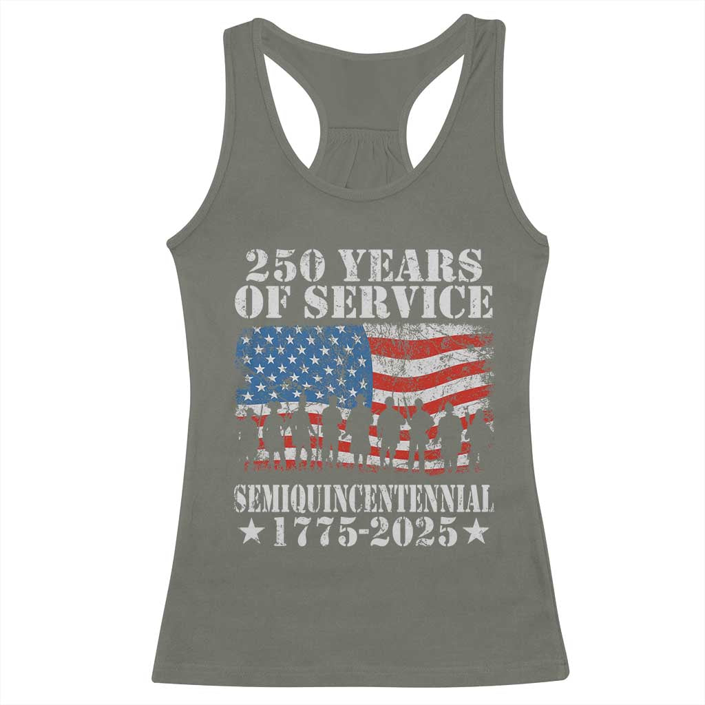 250 Years Of Service Semiquincentennial Racerback Tank Top US Military Army Birthday American Flag TS11 Military Green Print Your Wear