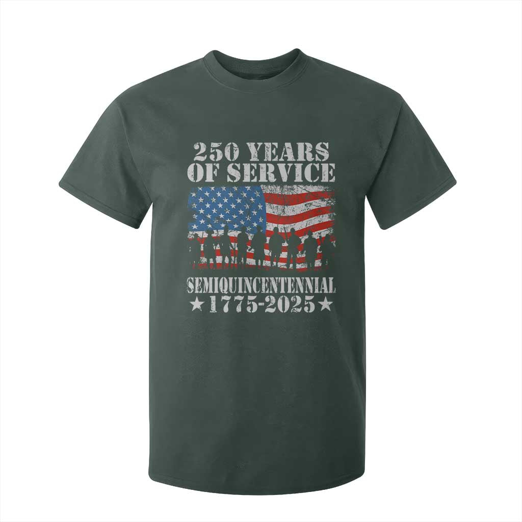 250 Years Of Service Semiquincentennial T Shirt For Kid US Military Army Birthday American Flag TS11 Dark Forest Green Print Your Wear