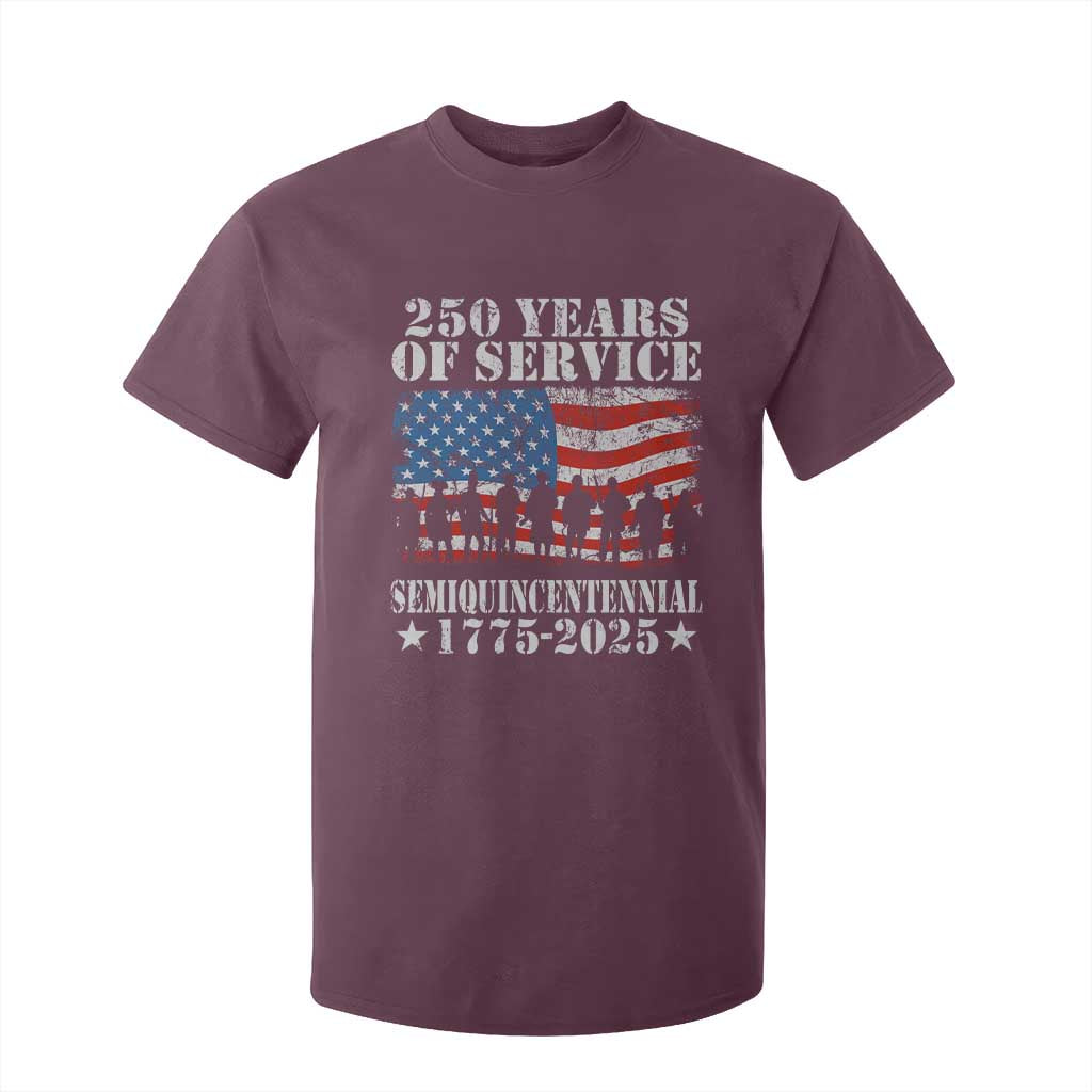 250 Years Of Service Semiquincentennial T Shirt For Kid US Military Army Birthday American Flag TS11 Maroon Print Your Wear