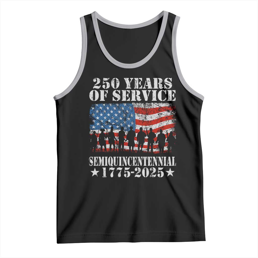 250 Years Of Service Semiquincentennial Tank Top US Military Army Birthday American Flag TS11 Black Athletic Heather Print Your Wear