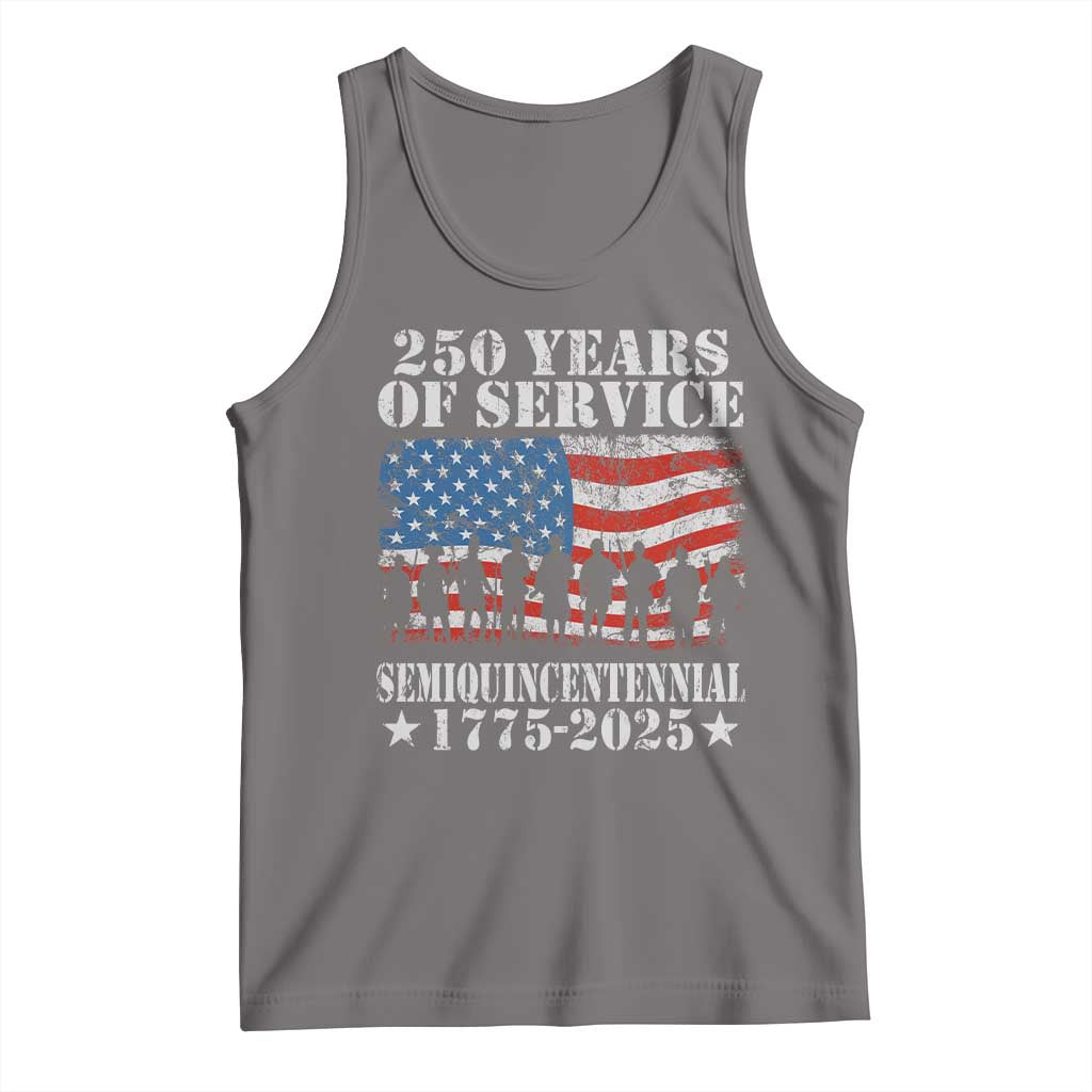 250 Years Of Service Semiquincentennial Tank Top US Military Army Birthday American Flag TS11 Deep Heather Print Your Wear