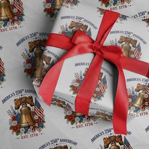 250 Anniversary Wrapping Paper Roll Floral Liberty Bell USA 250th American 4th July 2026 TS10 White Print Your Wear