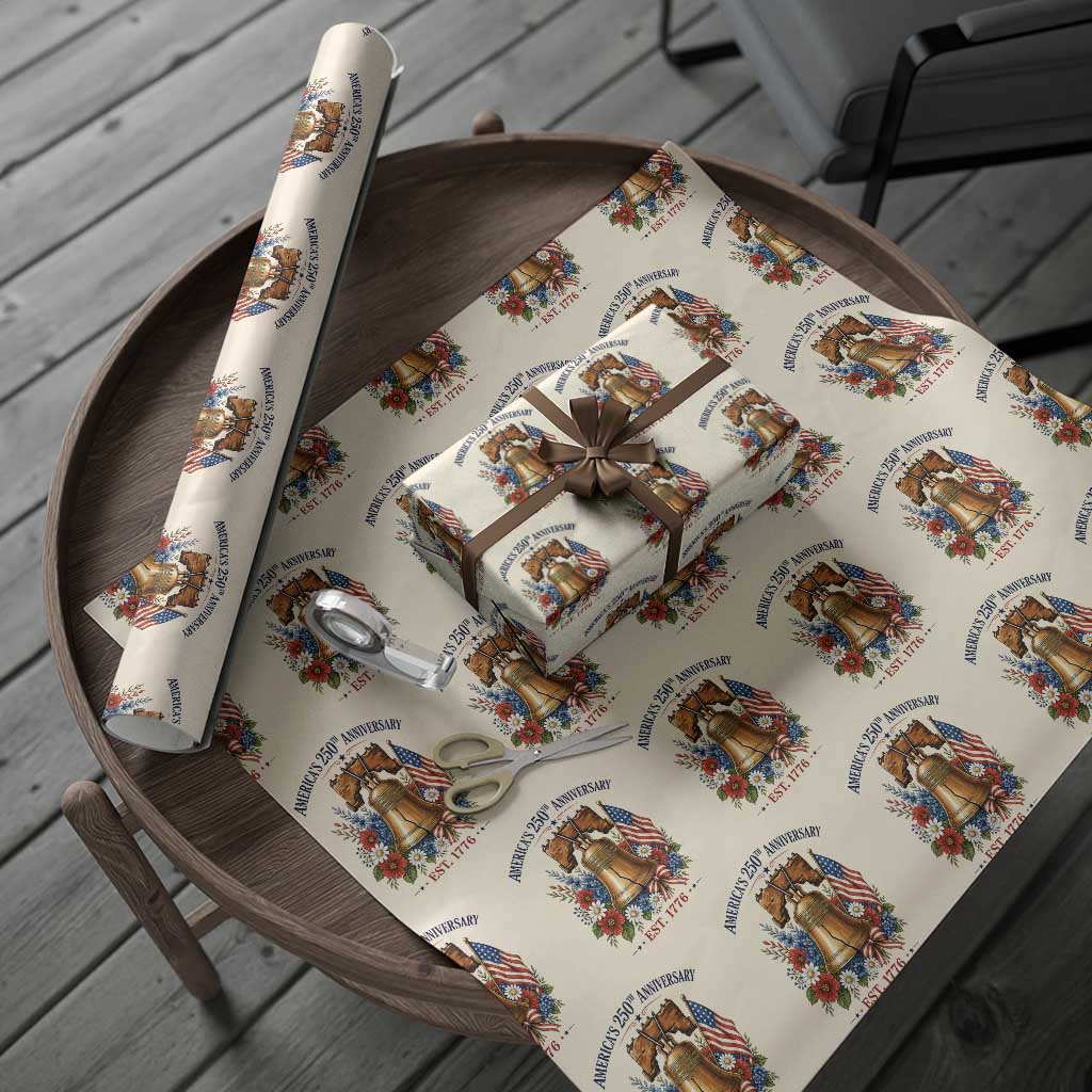 250 Anniversary Wrapping Paper Roll Floral Liberty Bell USA 250th American 4th July 2026 TS10 Beige Print Your Wear