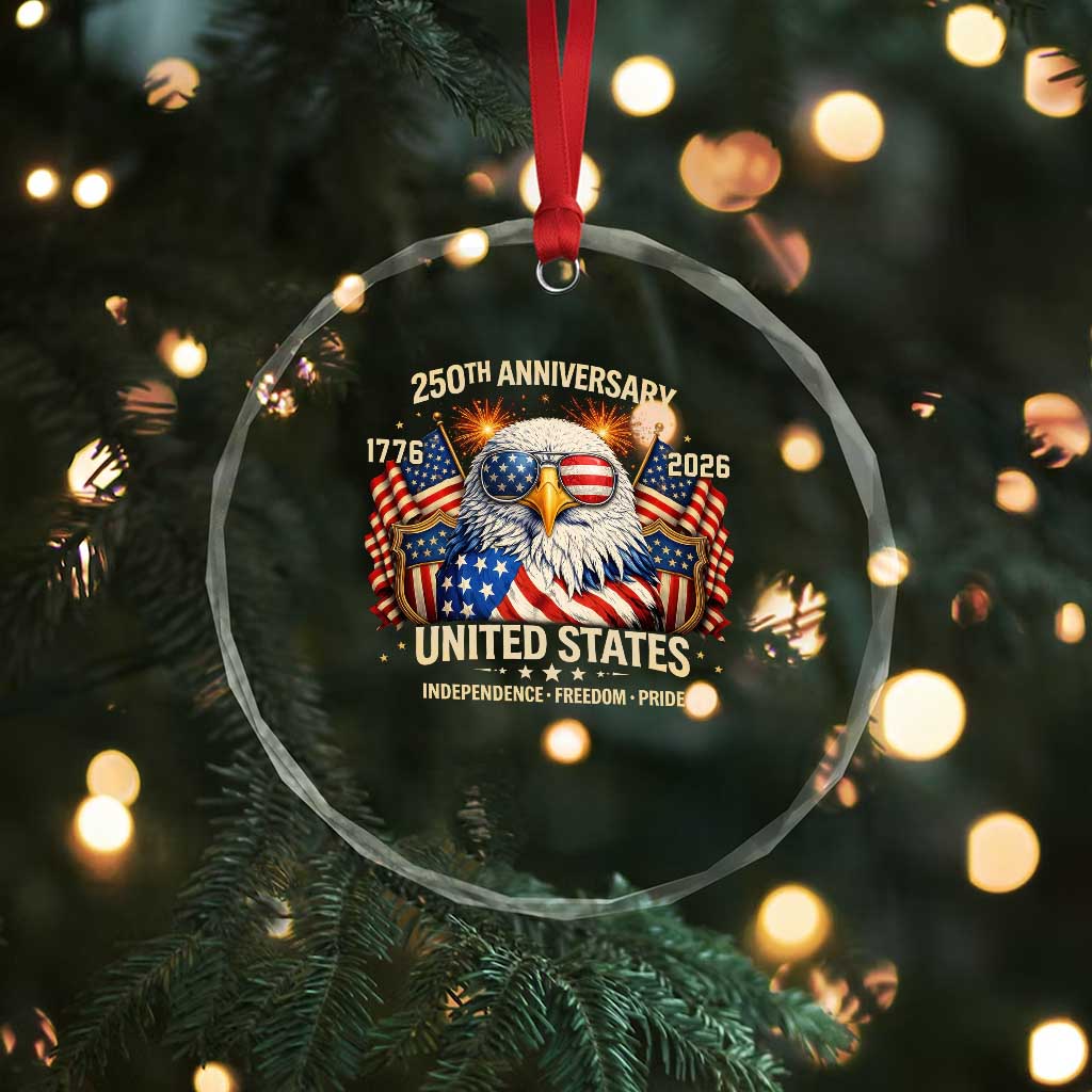 250 Anniversary USA 250th American 250 Years 4th July 2026 Crystal Glass Ornament TS11 Print Your Wear
