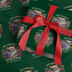 250 Anniversary USA 250th American 250 Years 4th July 2026 Wrapping Paper Roll TS11 Green Print Your Wear