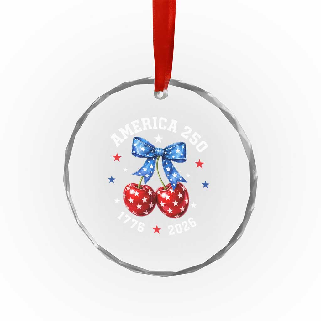 250 Anniversary USA Crystal Glass Ornament Cherry Coquette Bow 4th Of July 1776 2026 250th Birthday TS10 Print Your Wear