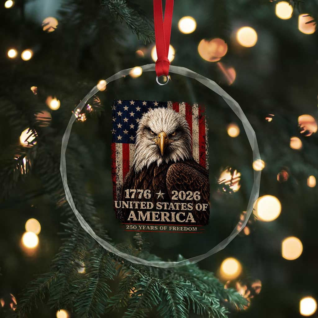 250 Anniversary USA Flag Crystal Glass Ornament Vintage Bald Eagle Patriotic 1776 2026 250 Years Birthday TS10 Print Your Wear