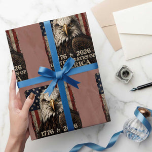 250 Anniversary USA Flag Wrapping Paper Roll Vintage Bald Eagle Patriotic 1776 2026 250 Years Birthday TS10 Mocha Print Your Wear