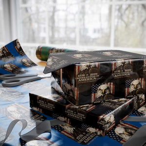 250 Anniversary USA Flag Wrapping Paper Roll Vintage Bald Eagle Patriotic 1776 2026 250 Years Birthday TS10 Black Print Your Wear